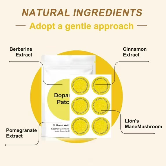 Dopamine Patches – Vegan Mood Support Patches for Daily Mental Wellness. Supports Dopamine. Plant-Based Formula. Gentle, Soothing & Hydrating Care Patch. 30 Count