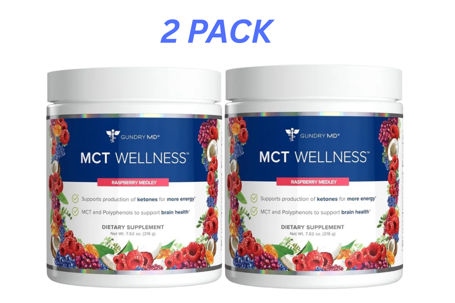 2 Pack  GUNDRY MD MCT WELLNESS Raspberry Flavor
