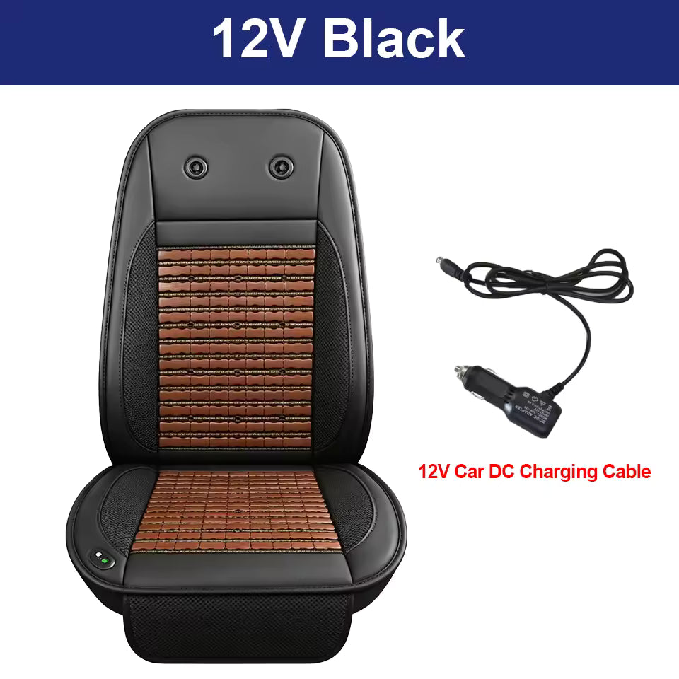 12VCar Bamboo Cooling Seat Cover With 2 Fan 12V Summer Bamboo Fast Ventilated Seat Pad Cushion Backrest & Cushion