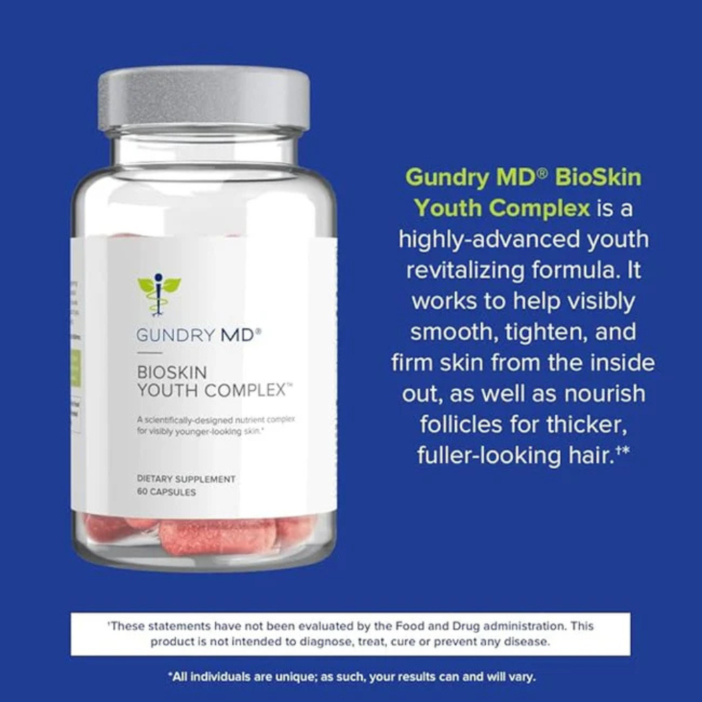 Skin & Hair Support Capsules – Youthful Appearance, Elasticity & Beauty Supplement (60 Count) | Gundry MD BioSkin Youth Complex