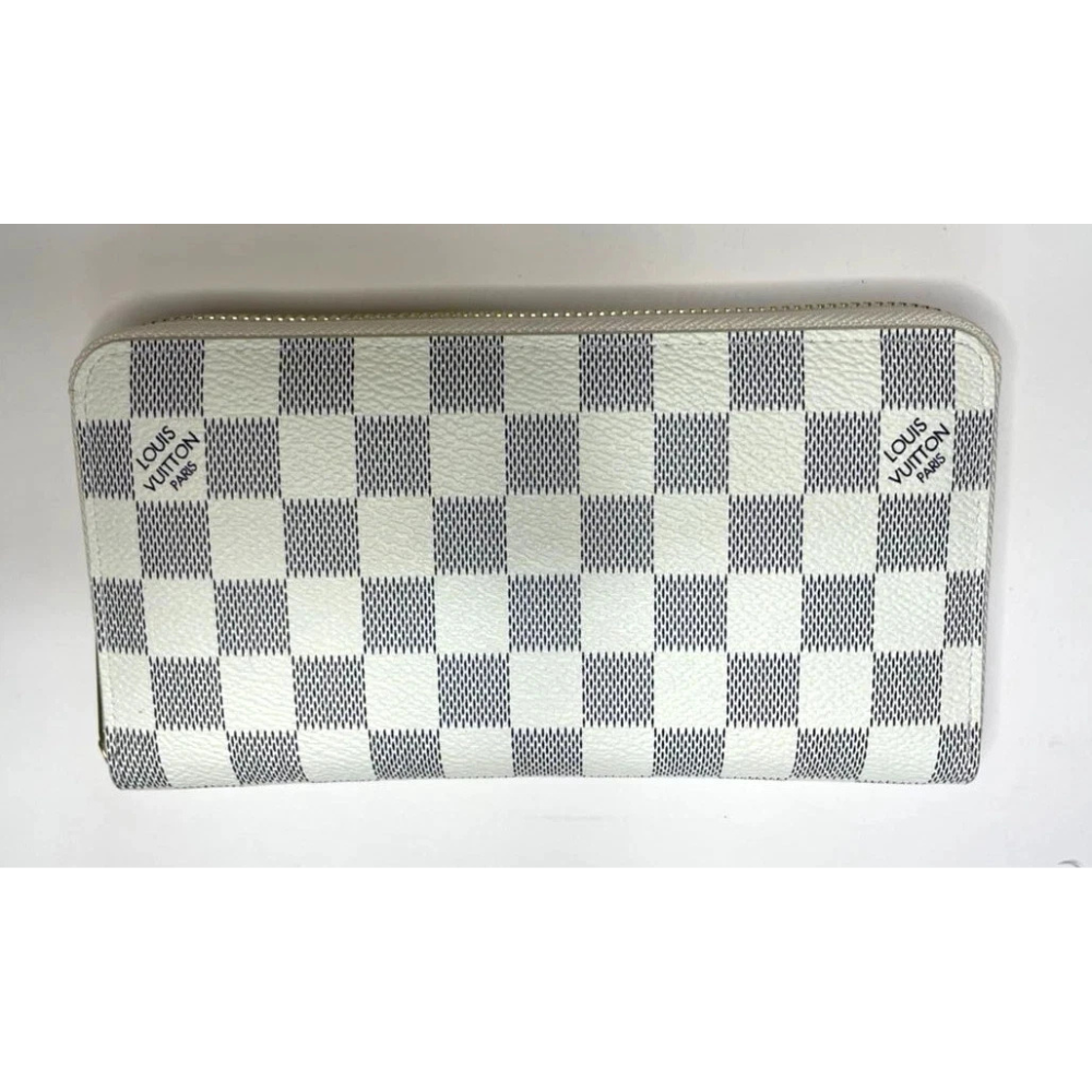 Louis Vuitton Damier Azur Zippy Zip Around Long Wallet Purse White