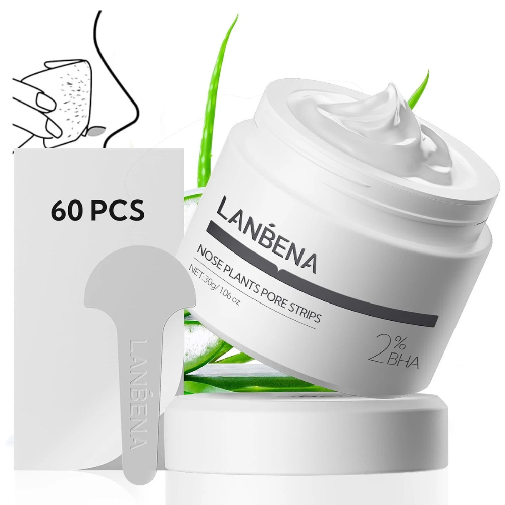LANBENA 2.0 Blackhead Nose Pore Strips – Deep Cleansing Blackhead Remover (60 Pcs / 1.03 Oz)