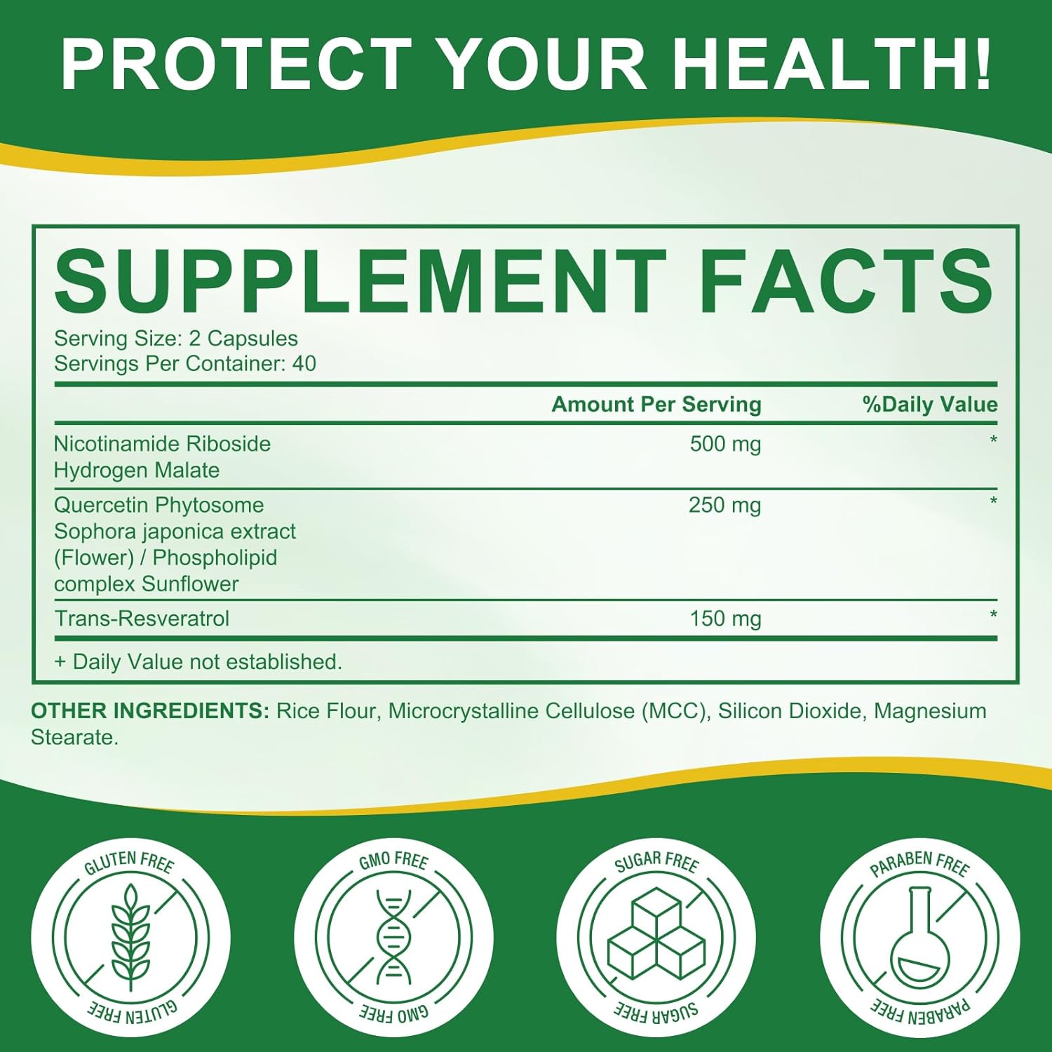 NAD+ Supplement with Nicotinamide Riboside, Resveratrol & Quercetin – Daily Energy & Cellular Wellness Support | 80 Capsules