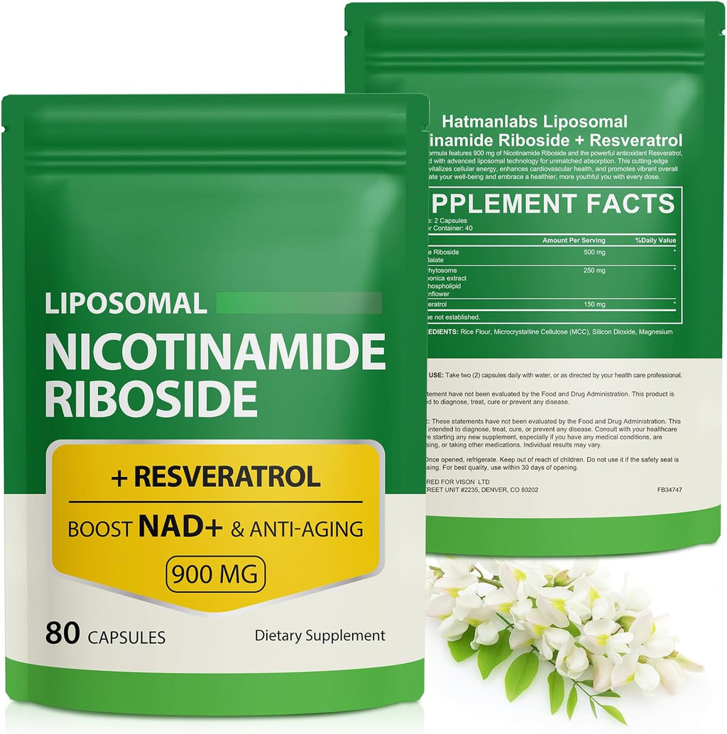 NAD+ Supplement with Nicotinamide Riboside, Resveratrol & Quercetin – Daily Energy & Cellular Wellness Support | 80 Capsules