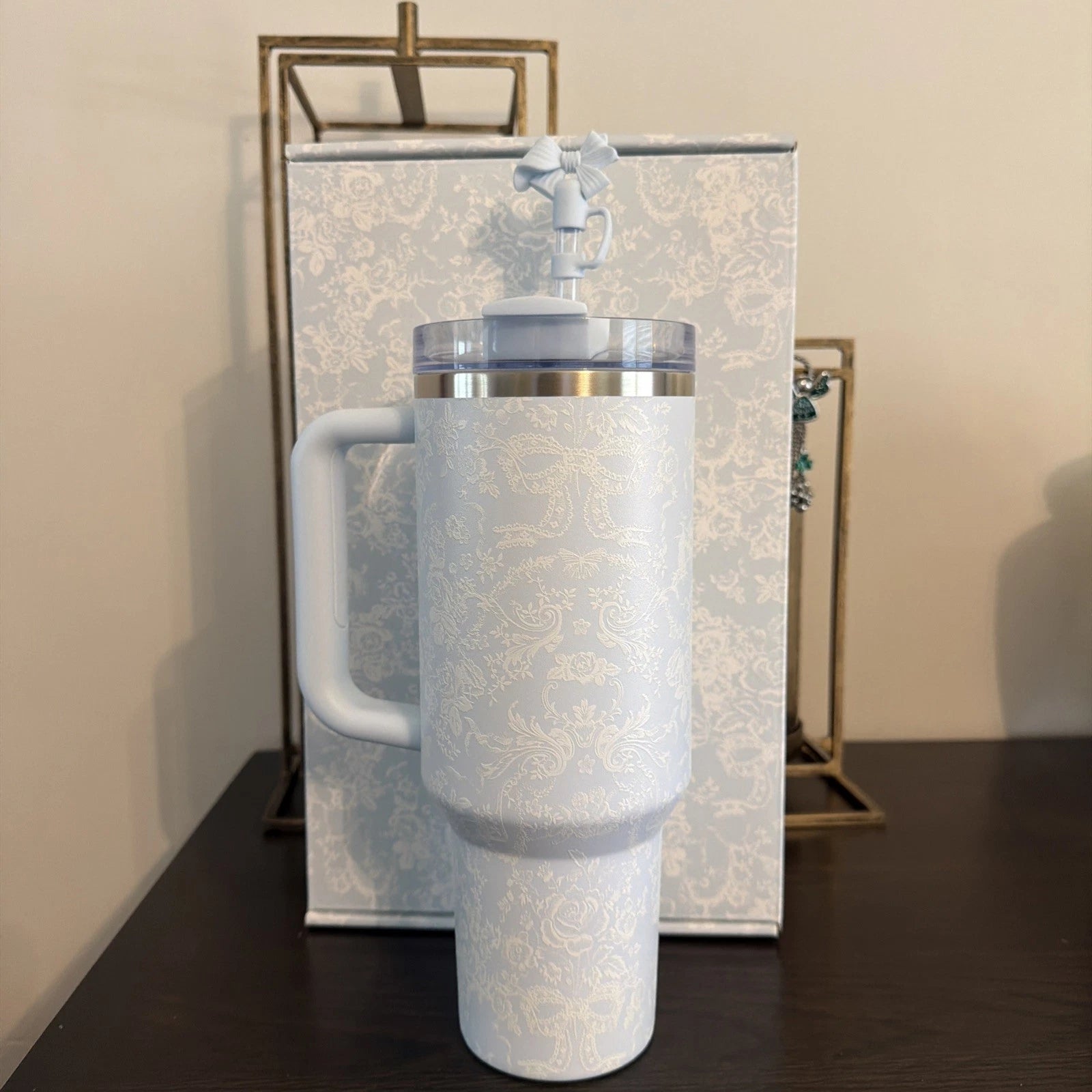 Stanley x LoveShackFancy 40oz Toscana Toile Alpine Blue Holiday Quencher Limited