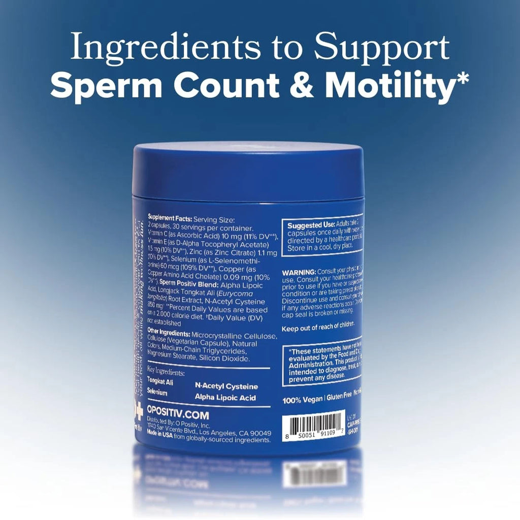 O Positiv Preggo Sperm Health Capsules for Men - OBGYN-Formulated for Improve...