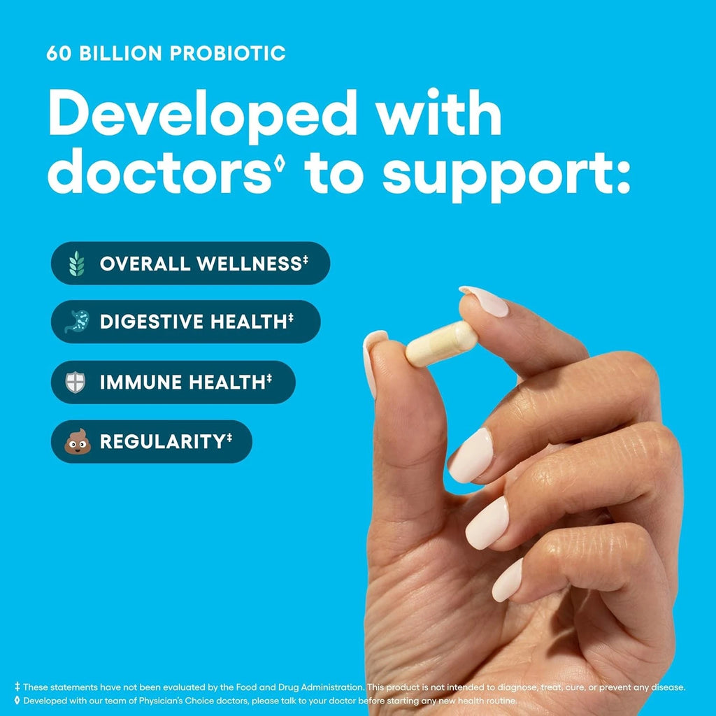 Physician's CHOICE Probiotics 60 Billion CFU - 10 Strains + Organic Prebiotics