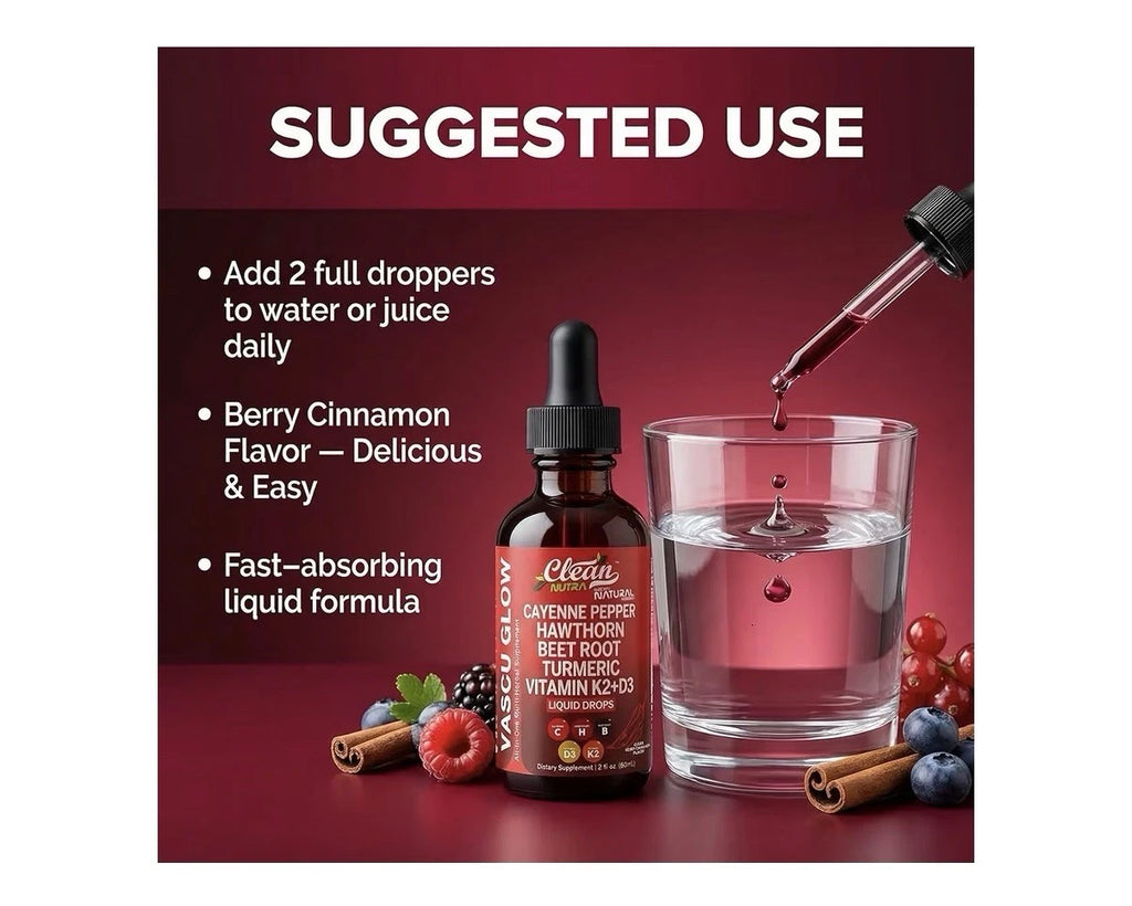 Clean Nutra Cayenne Pepper Drops Vascu Glow Supplement Liquid Drops 2oz