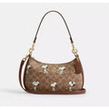 COACH Teri Shoulder Bag In Signature Canvas Gold/Tan/Brown New