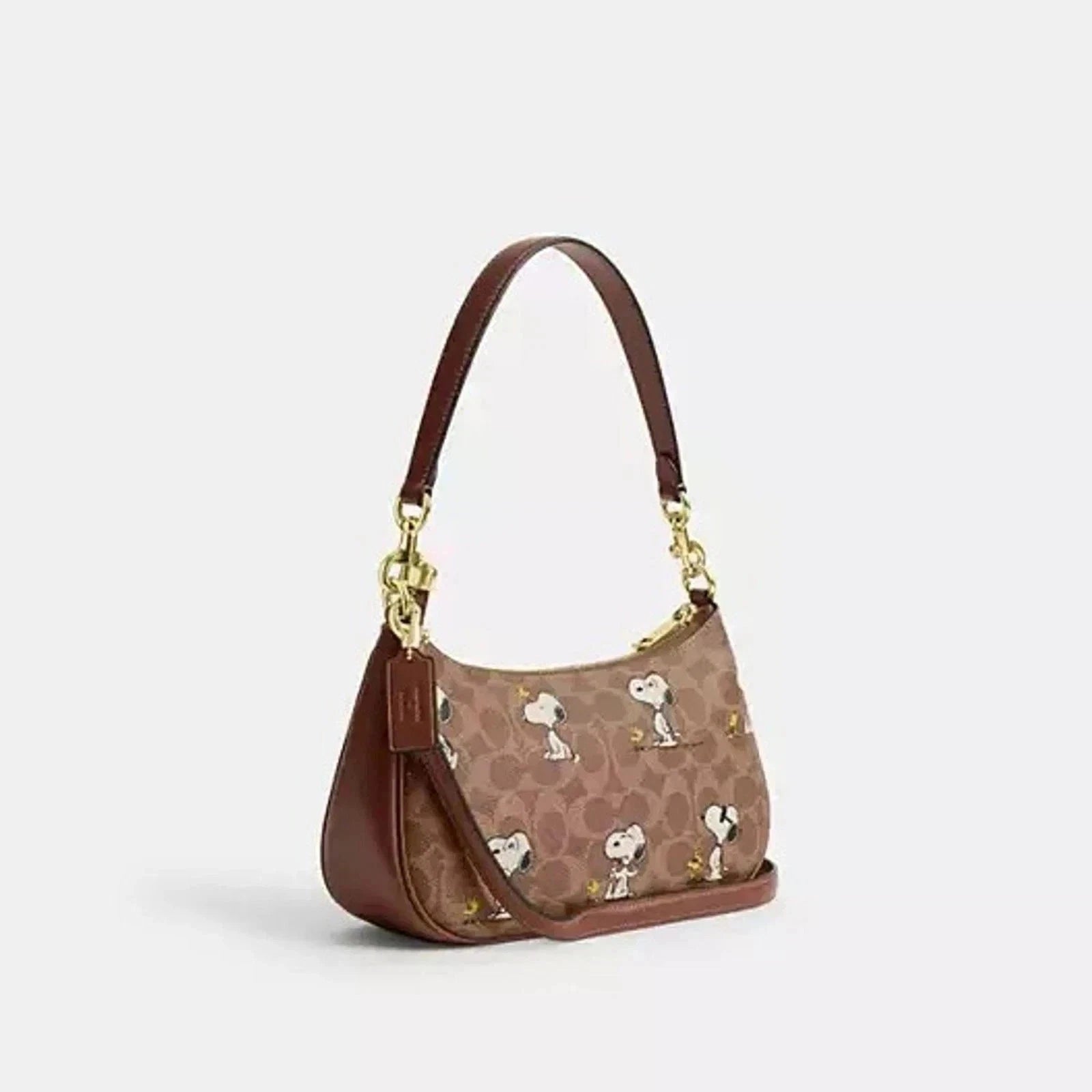 COACH Teri Shoulder Bag In Signature Canvas Gold/Tan/Brown New