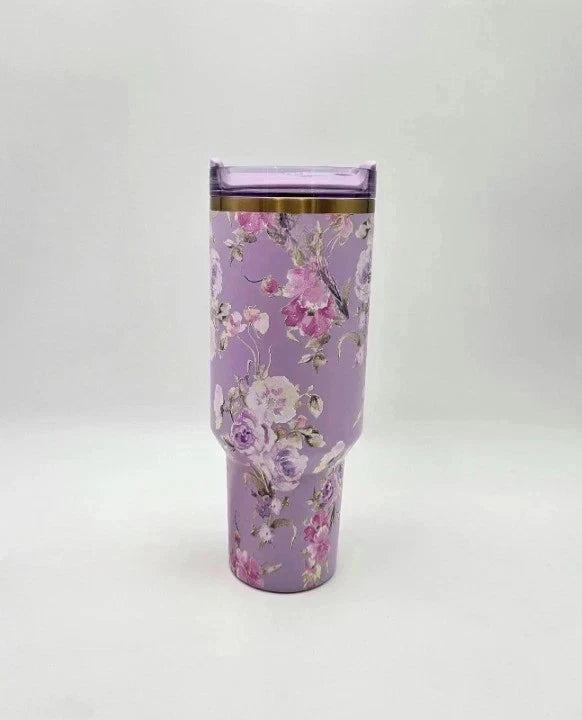 LoveShackFancy Stanley 40oz Quencher H2.0 Tumbler Rosa Beaux Purple New