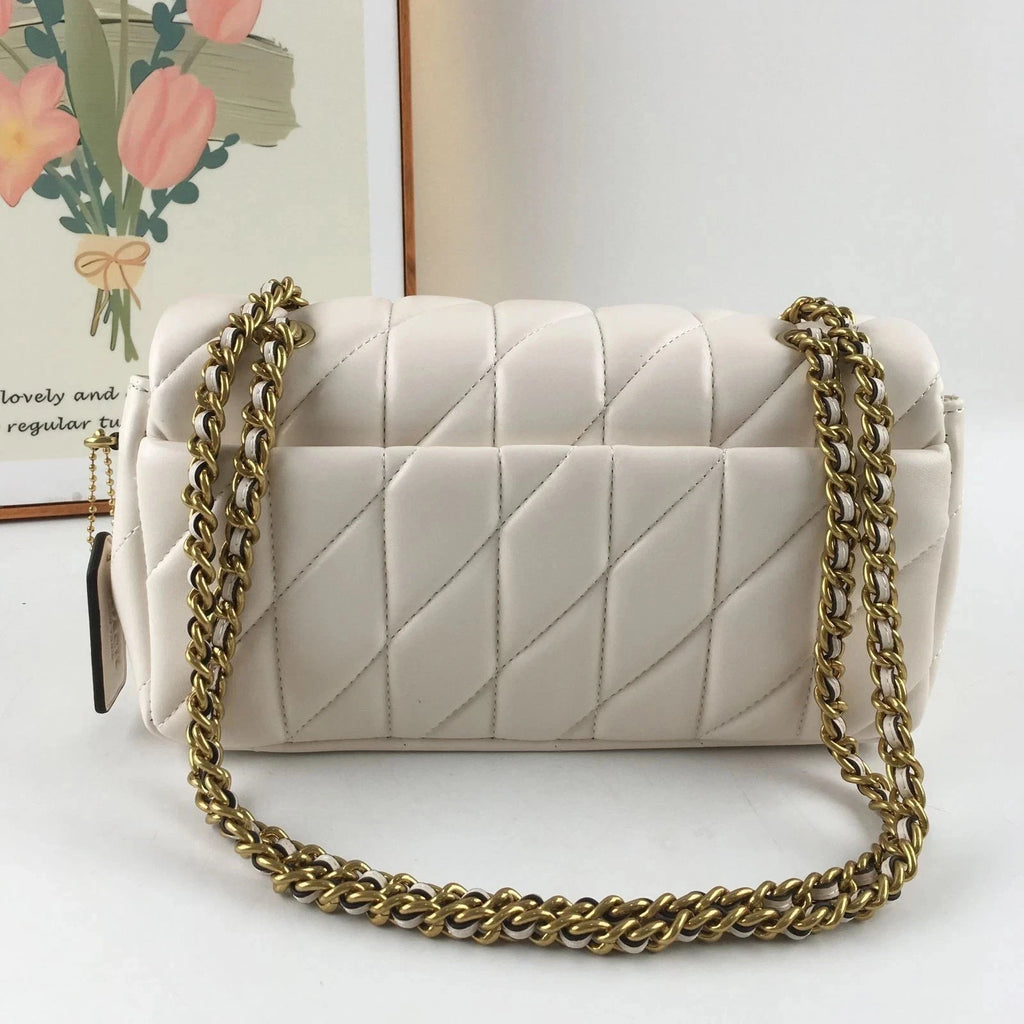 Coach Tabby 26 Quilted Shoulder Bag Leather White/Gold CP150 outlet New
